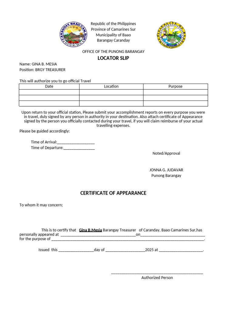 Locator Slip | PDF