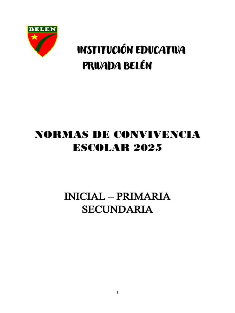 Normas de Convivencia Escolar 2025 | PDF | Escuelas | Institución