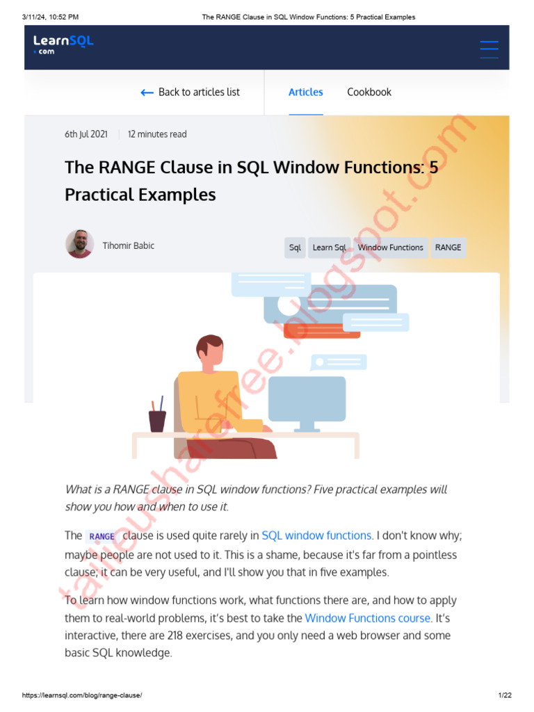 SQL RANGE Clause in Window Functions | PDF | Data Management | Databases