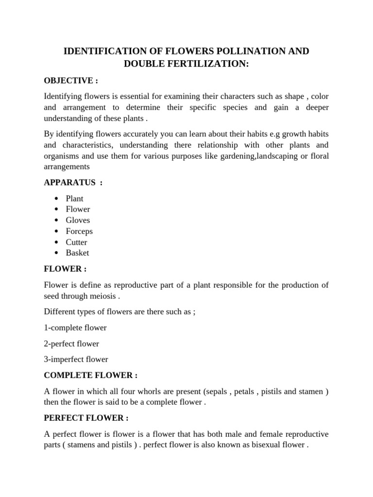 Flower Identification and Pollination Guide | PDF | Flowers | Petal