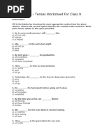 Class 9 English Tenses Worksheet | PDF