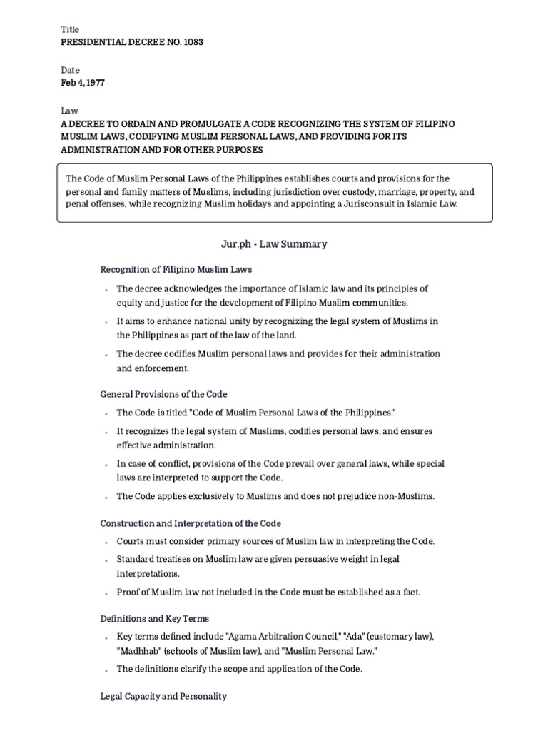 Muslim Personal Laws in the Philippines | PDF | Marriage | Sharia