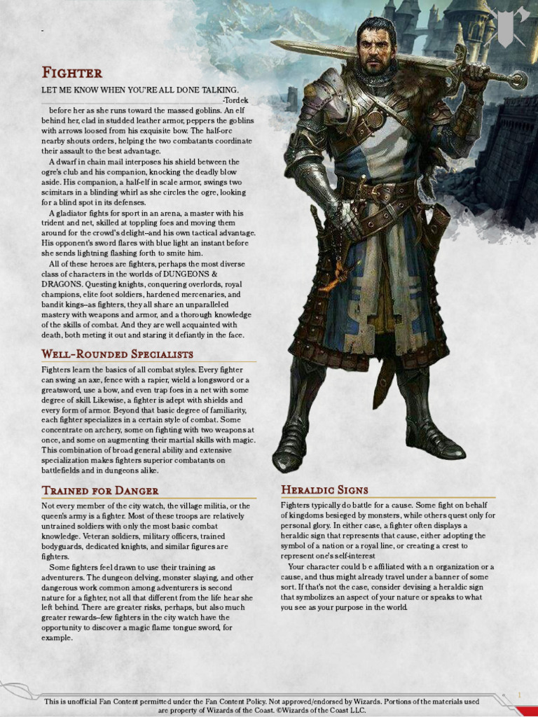 Dungeons & Dragons Fighter Class Guide | PDF
