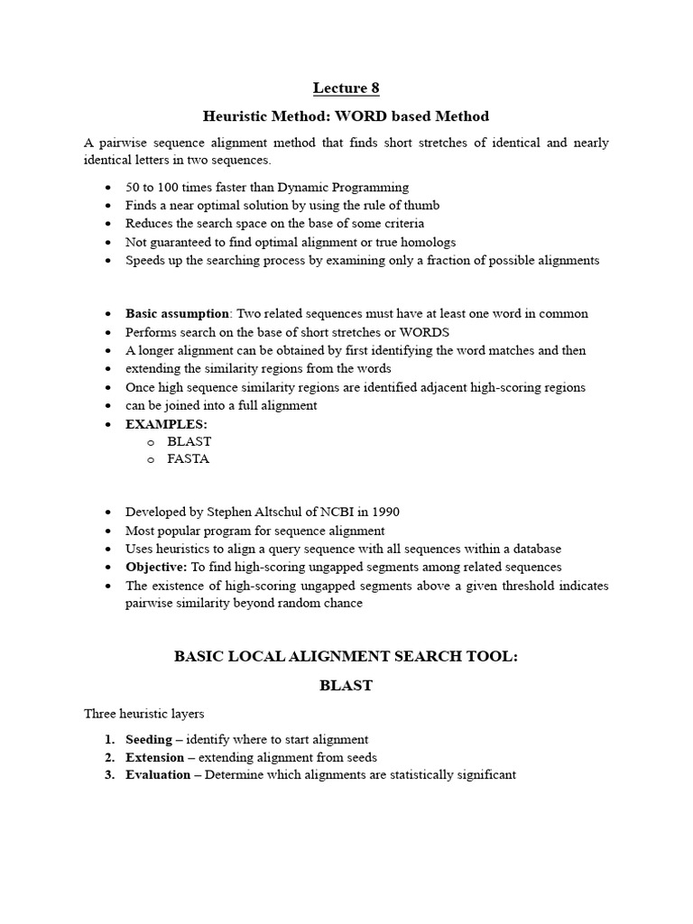Heuristic Sequence Alignment with BLAST | PDF | Sequence Alignment ...