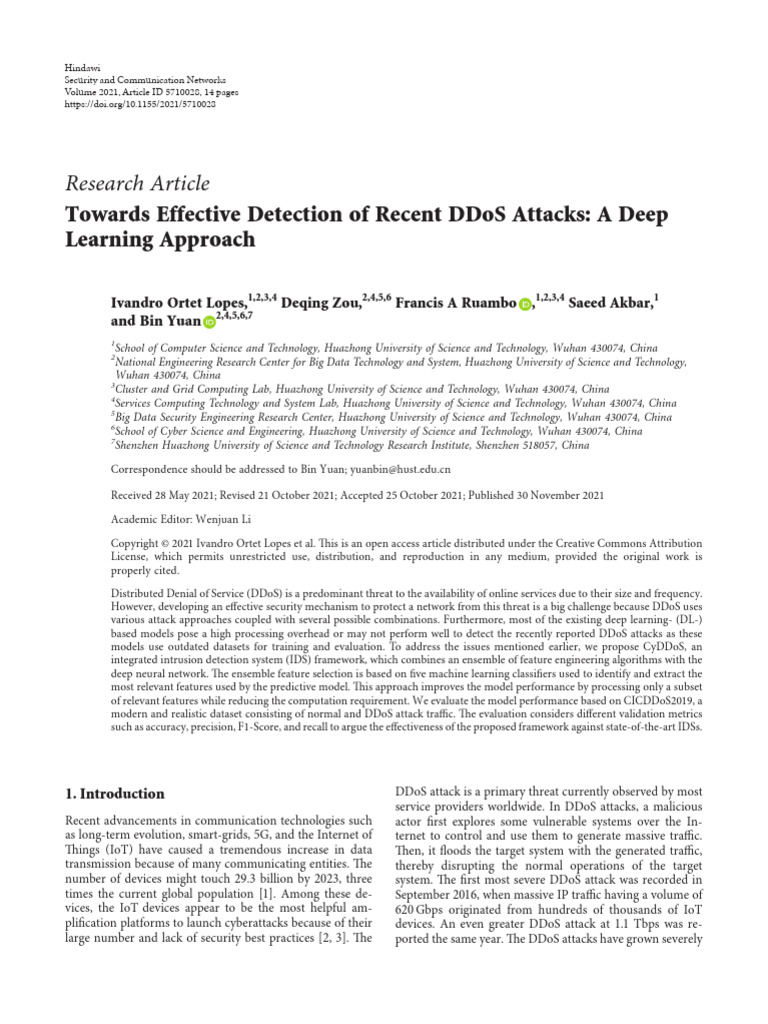 Towards Effective Detection of Recent DDoS Attacks | PDF | Machine ...