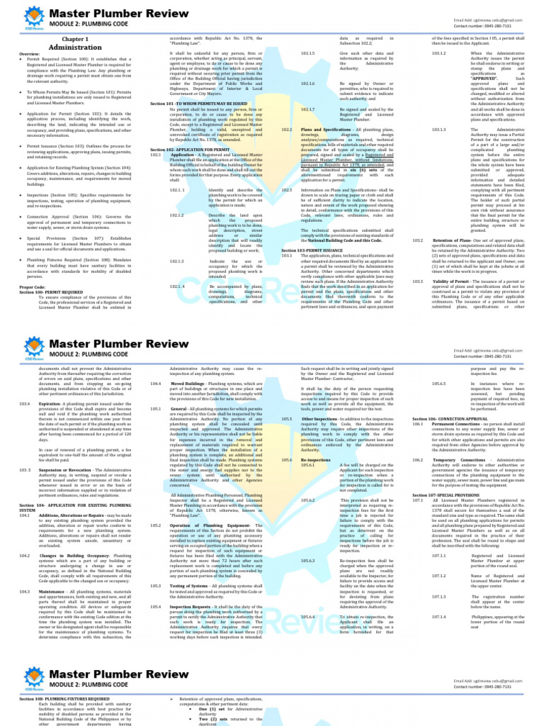 PLUMBING CODE - MODULE 2 | PDF | Specification (Technical Standard ...