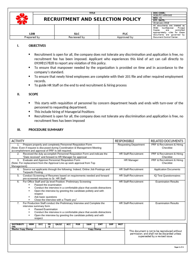Recruitment and Selection Policy Guide | PDF | Recruitment | Business