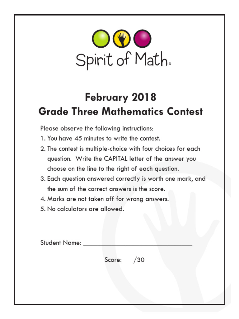 Grade 3 Math Contest 2018 | PDF