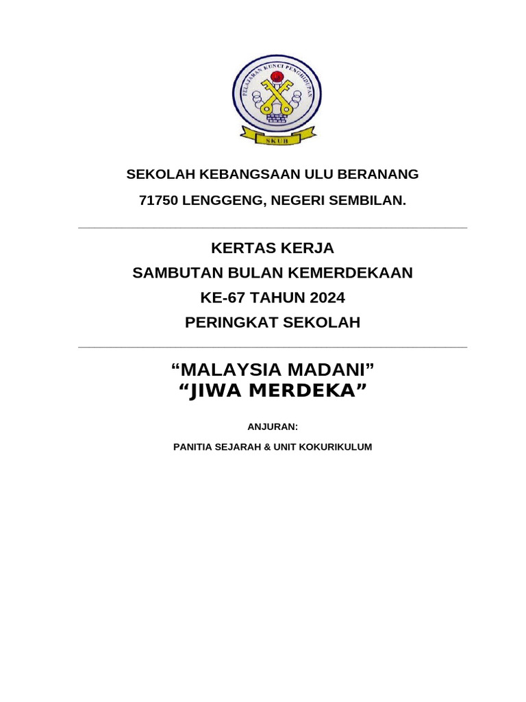Kertas Kerja Sambutan Merdeka 2024 | PDF