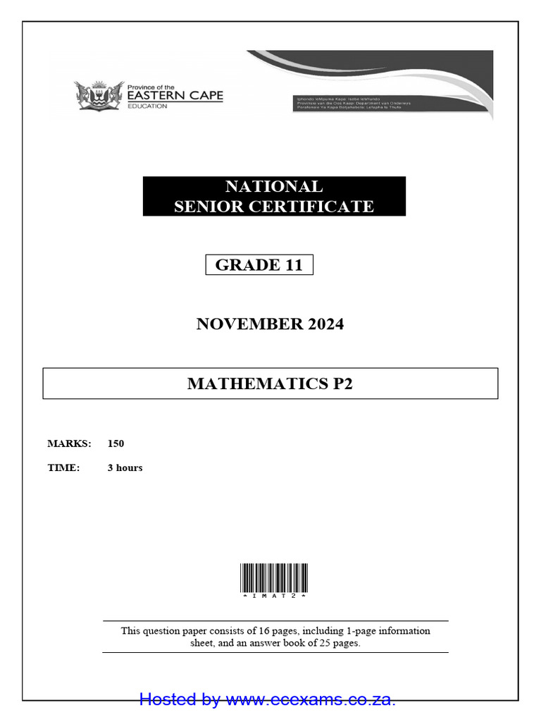 MATHS P2 QP GR11 2024 ENG D - Watermark | PDF | Mathematics