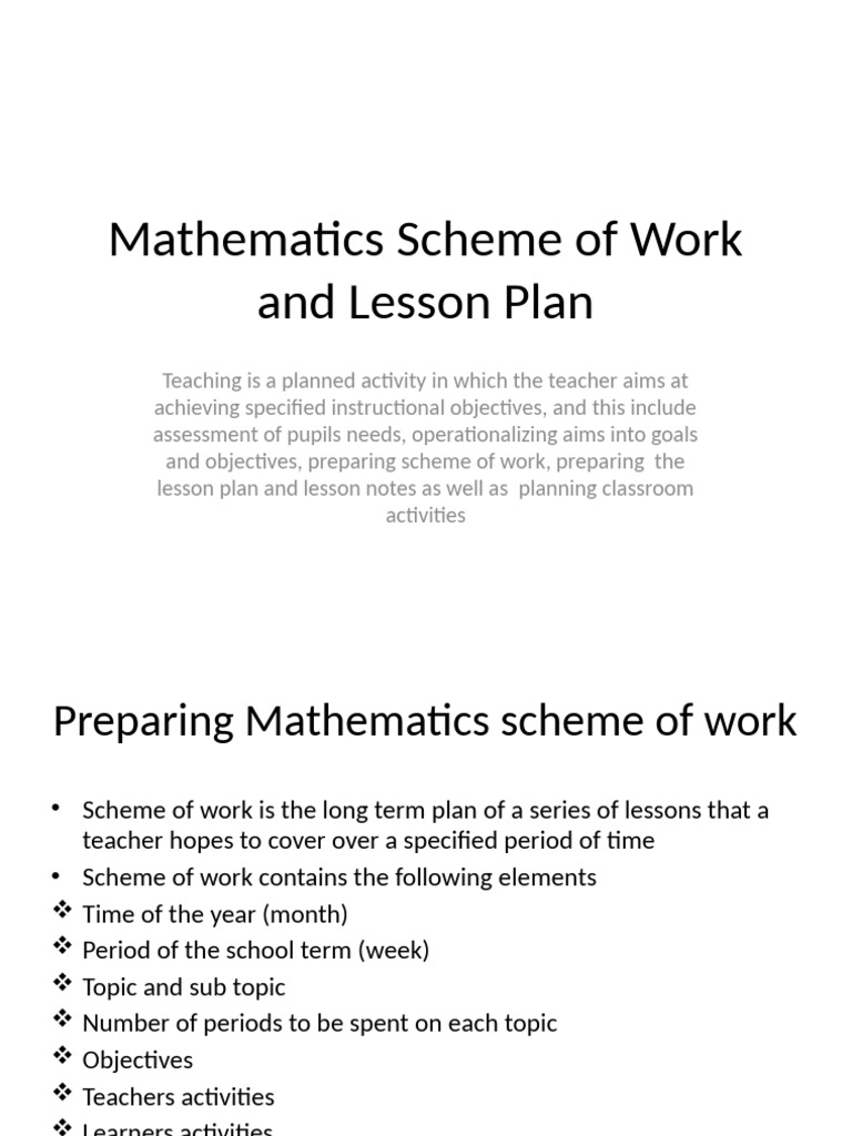 Mathematics Lesson Planning Guide | PDF