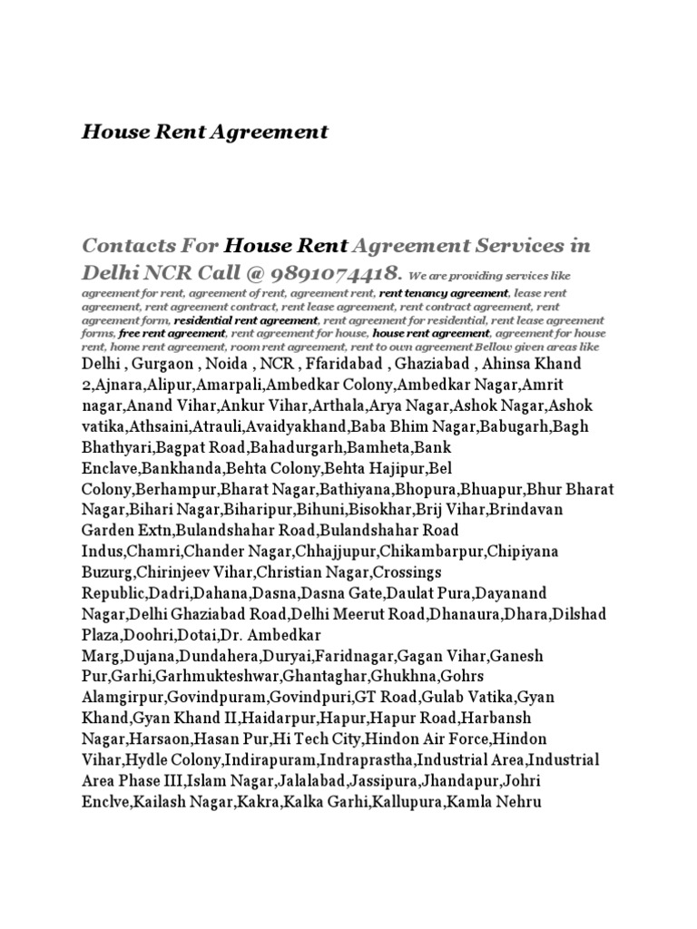 Delhi NCR Rent Agreement Services | PDF | Delhi | Transport