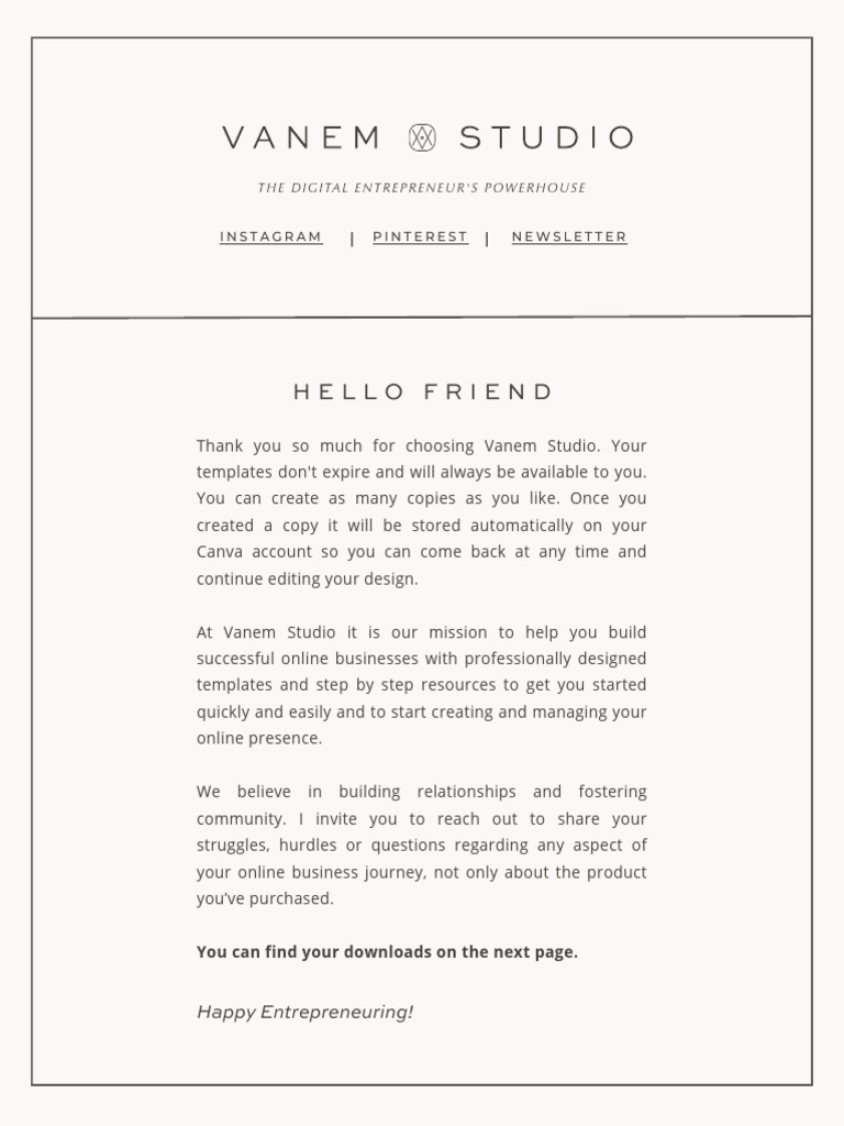 Access Your Vanem Studio Templates | PDF