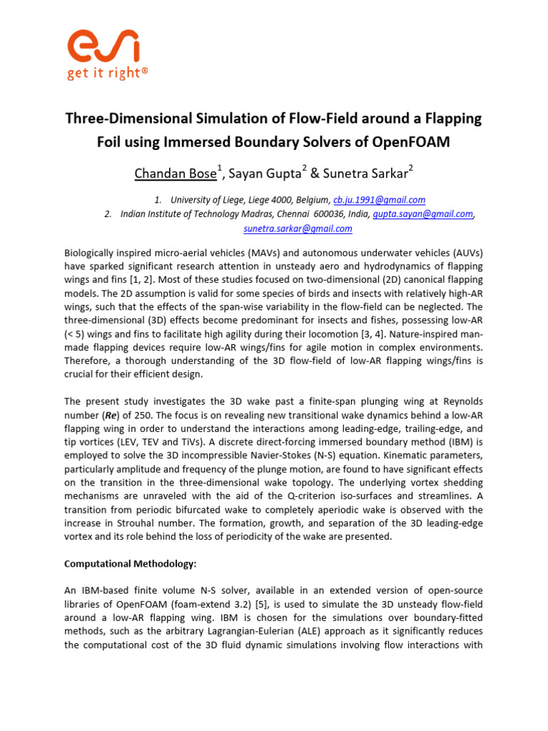 3D Flow Simulation of Flapping Wings | PDF