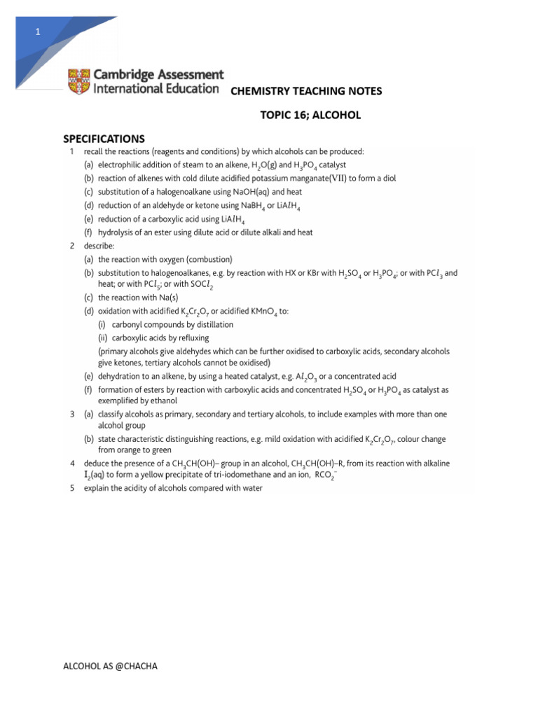 Chemistry of Alcohol Reactions Explained | PDF | Ester | Aldehyde
