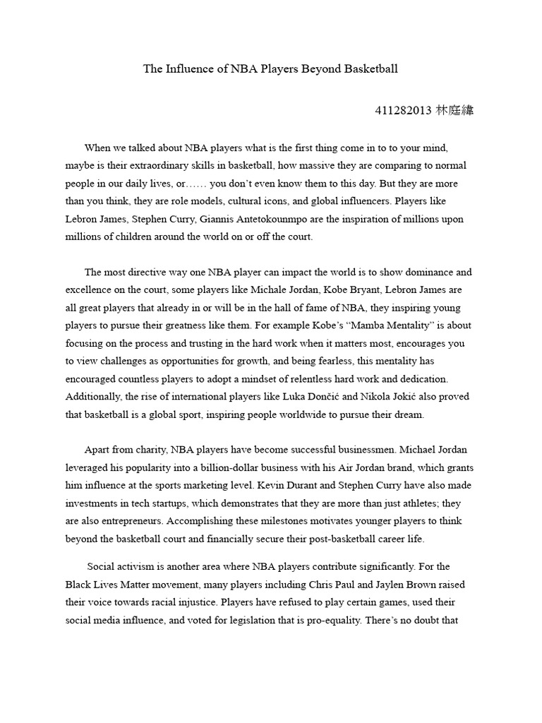 The Influence of NBA Players Beyond Basketball | PDF | National ...