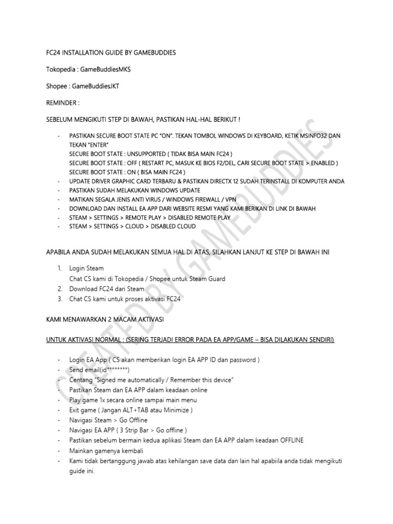 Panduan Instalasi FC24 Lengkap | PDF
