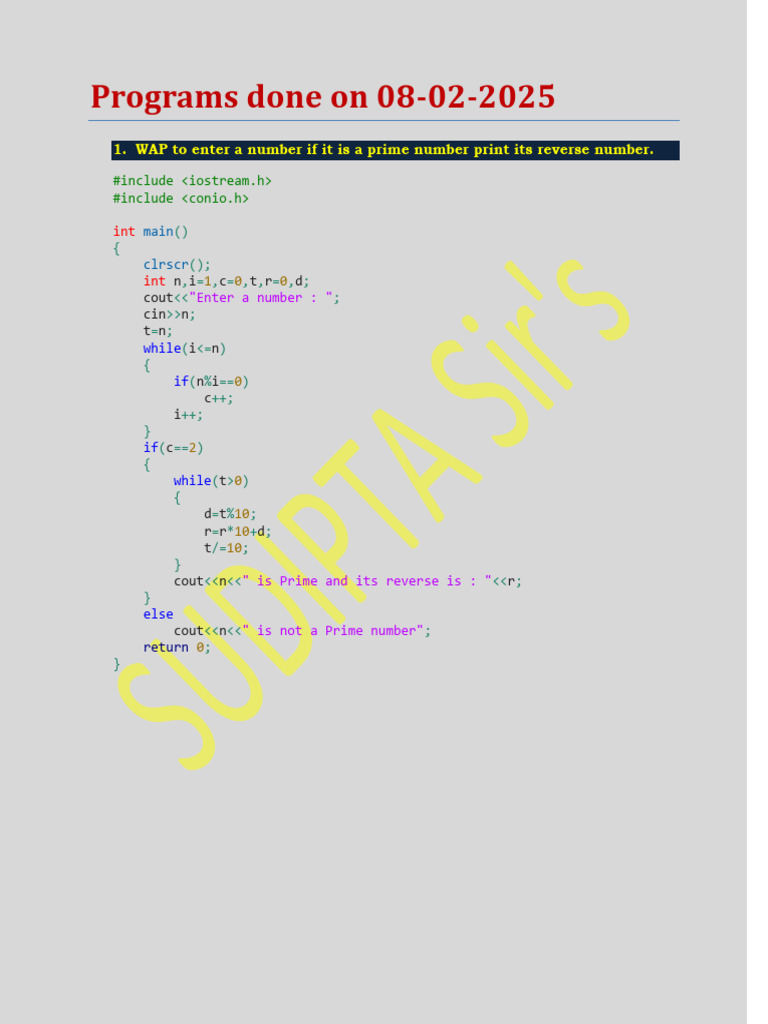 Programs Done On 08-02-2025 | PDF