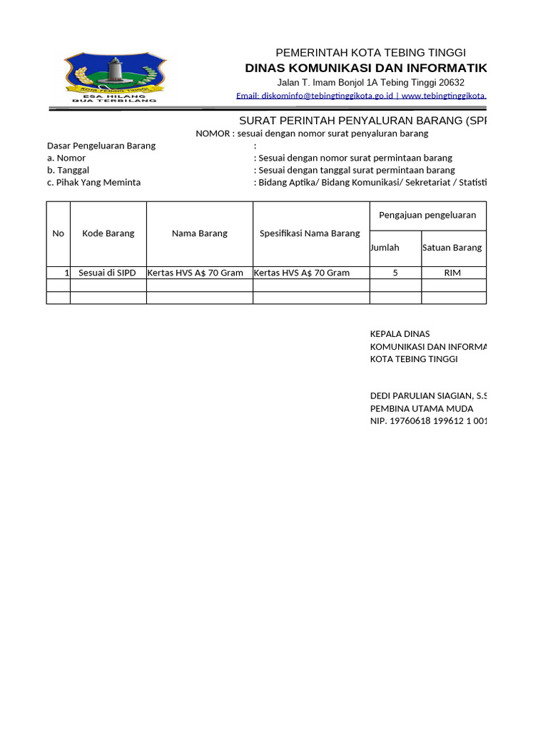 Surat Perintah Penyaluran Barang SPPB | PDF