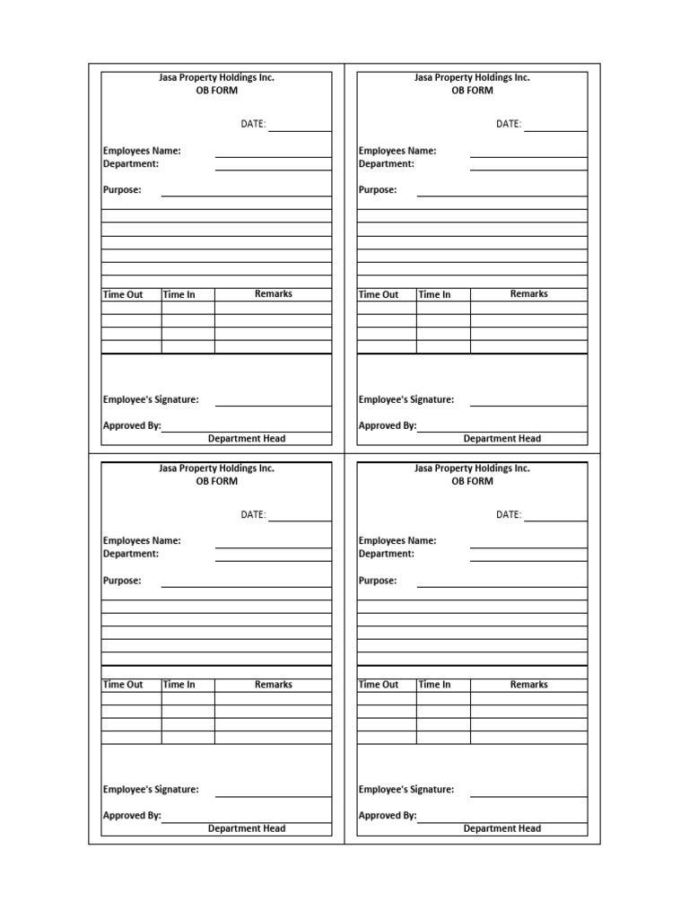 OB Form for Official Business Leave | PDF