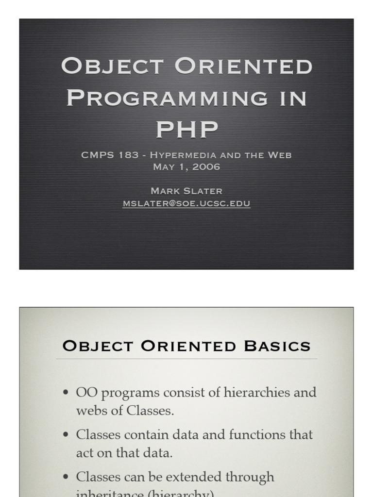 PHP Object Oriented Programming Guide | PDF | Class (Computer ...