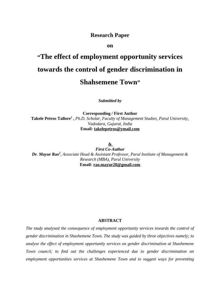 Gender Descrimination On Employee | PDF | Discrimination | Gender