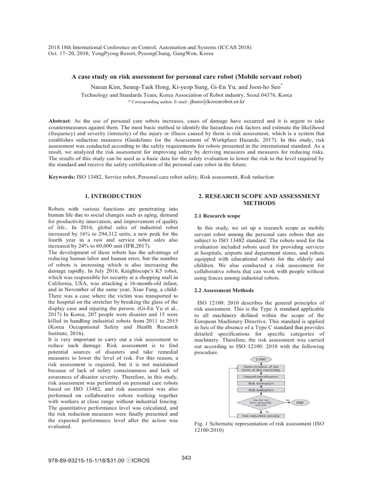 A Case Study On Risk Assessment For Personal Care Robot Mobile Servant ...