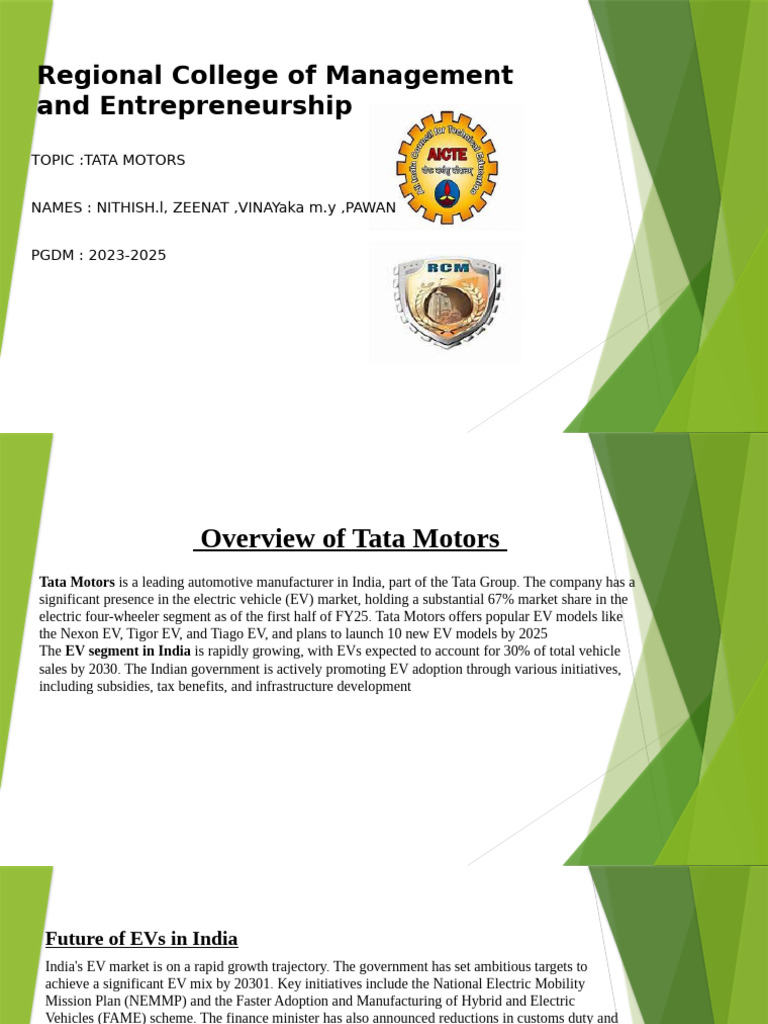 Tata Motors EV Strategy and Market Outlook | PDF | Electric Vehicle ...