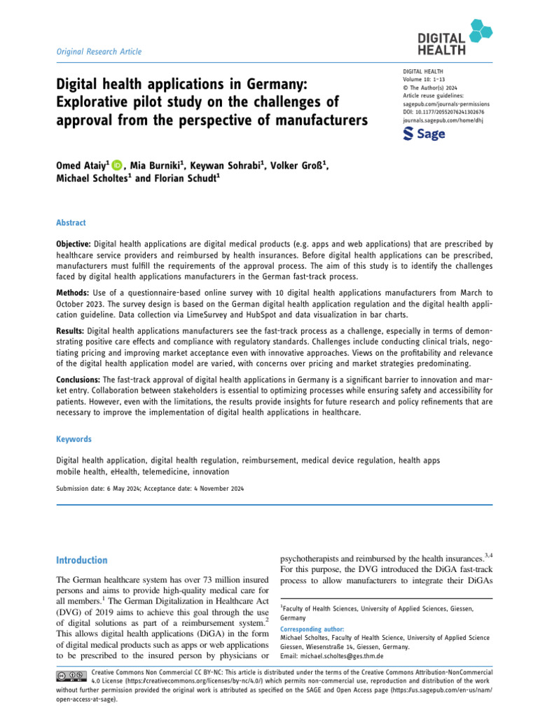 Digital Health Applications in Germany Explorative | PDF | Survey ...