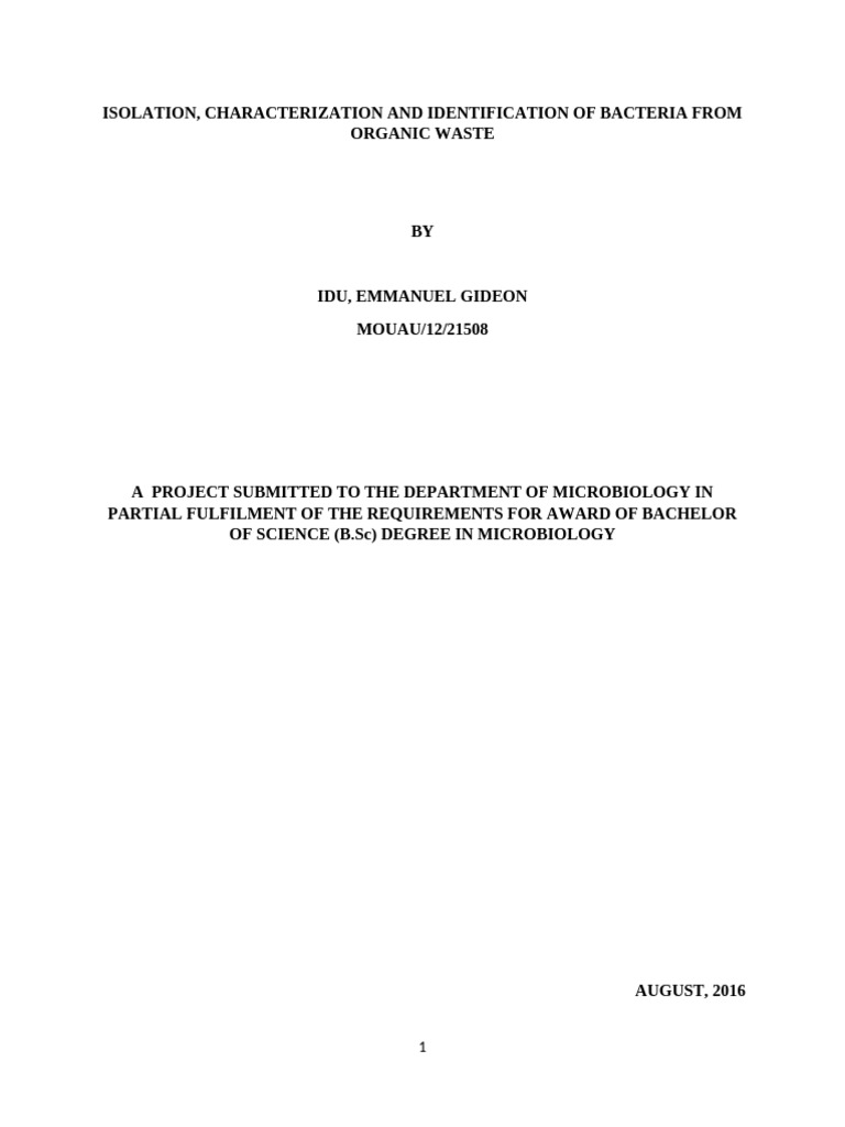 Bacterial Analysis of Organic Waste Samples | PDF | Waste | Anaerobic ...