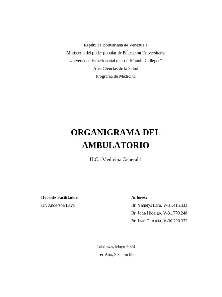 Organigrama de Ambulatorios en Venezuela | PDF | Cuidado de la salud ...