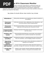 Duties of Class Monitors Explained | PDF | Career & Growth