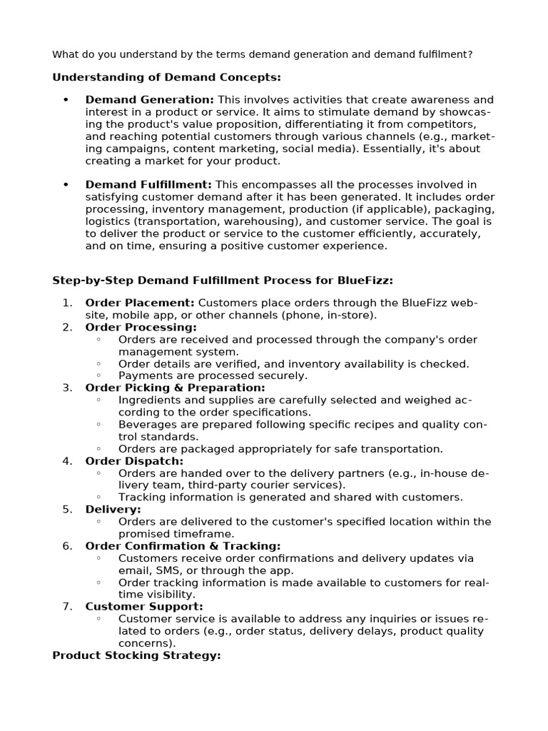 Demand Generation and Fulfillment Insights | PDF | Supply Chain | Lean ...