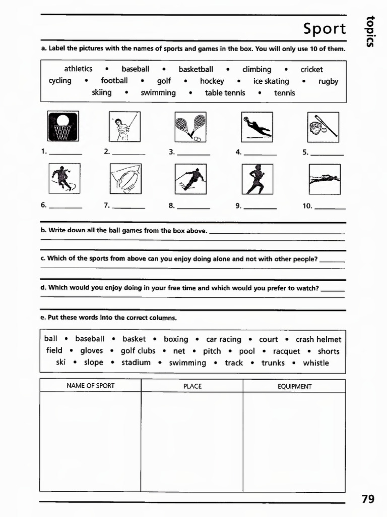 B1 Sport Vocabulary | PDF