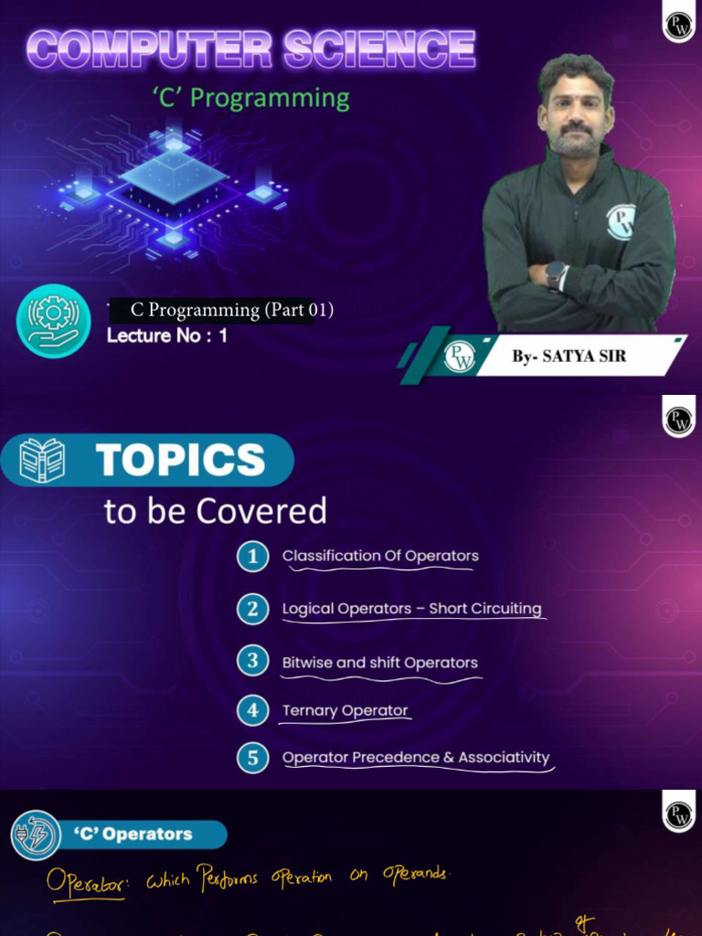 C Programming (Part 01) (Lec 01) - Class Notes | PDF