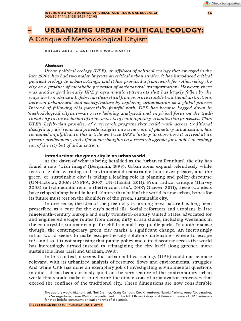 Angelo Wachsmuth Political Ecology - 2014 - Angelo - Urbanizing Urban ...