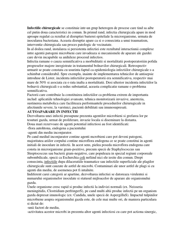 Infectiile Chirurgicale Se Constituie Intr | PDF
