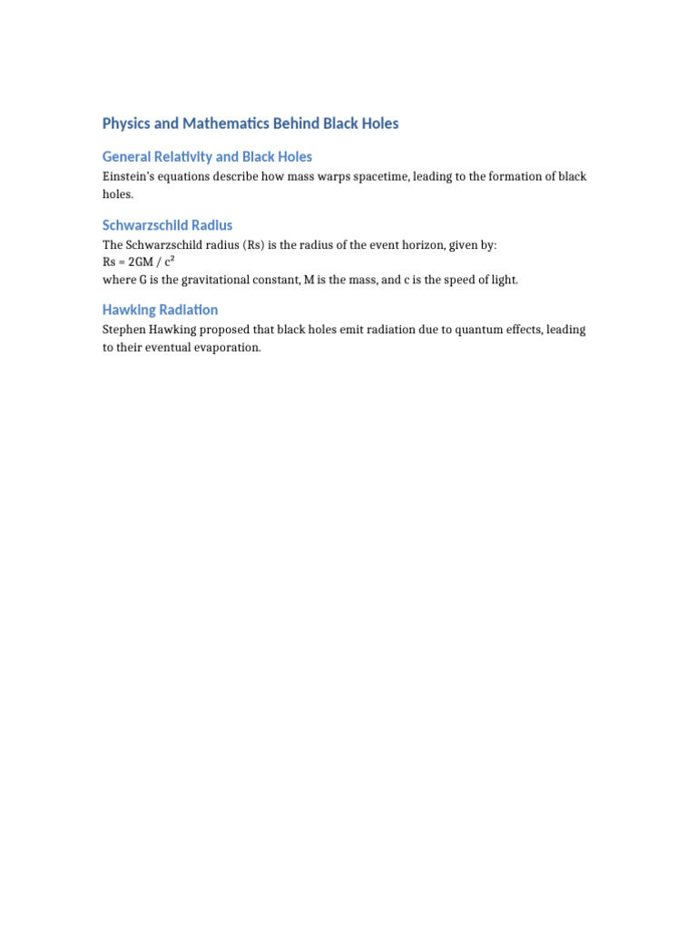 Physics of Black Holes | PDF