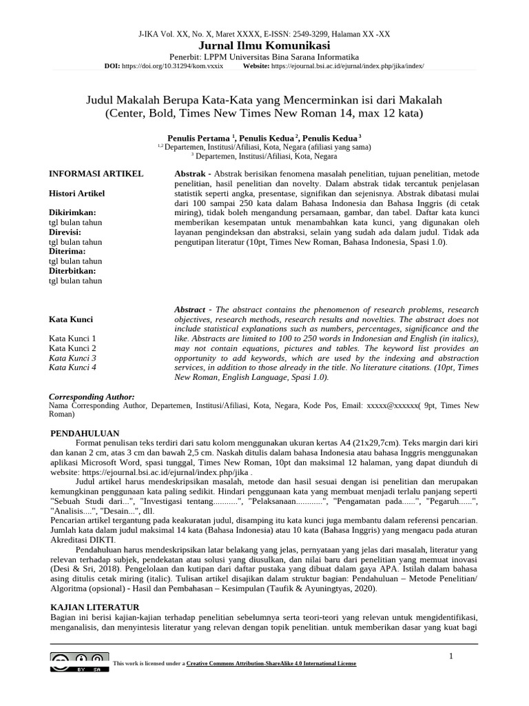 Template Jurnal Ilmu Komunikasi | PDF