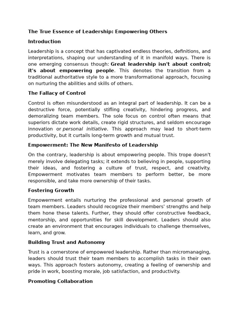 Empowering Leadership Essentials | PDF | Leadership | Empowerment