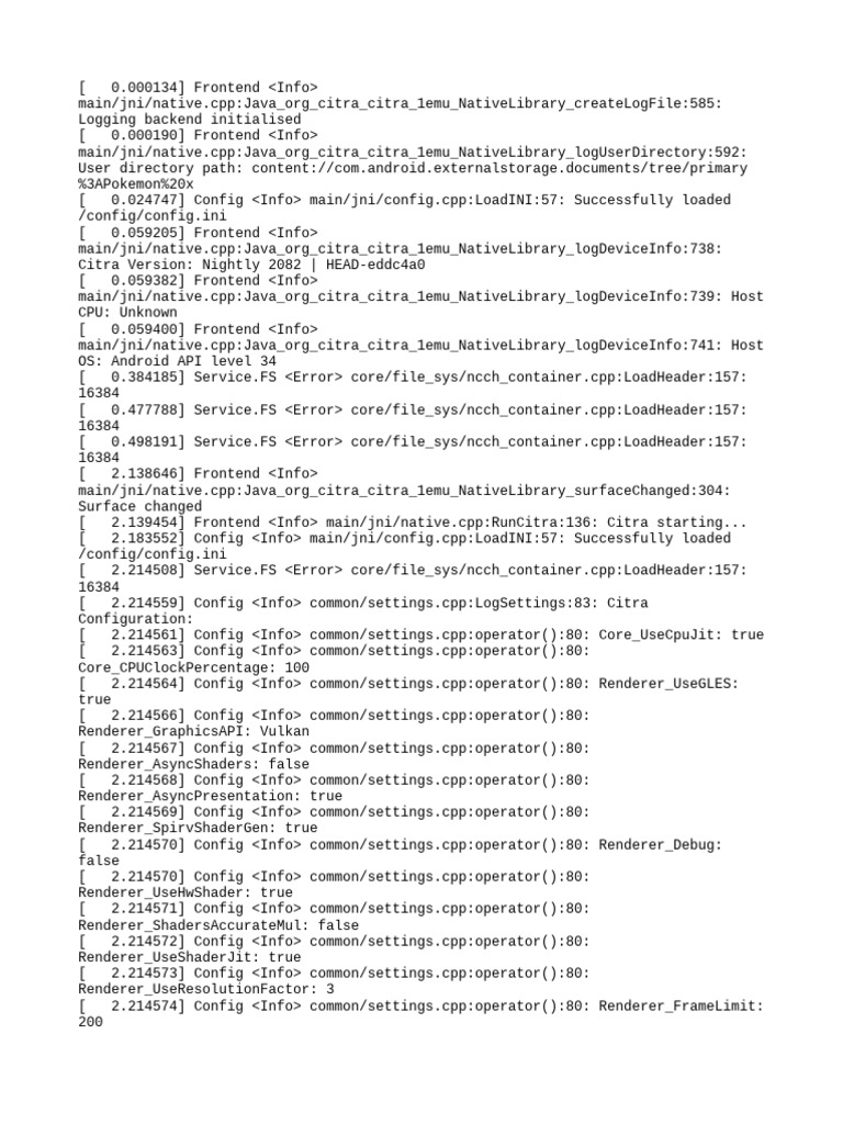 Citra Emulator Log Analysis | PDF | Operating System Technology | Software