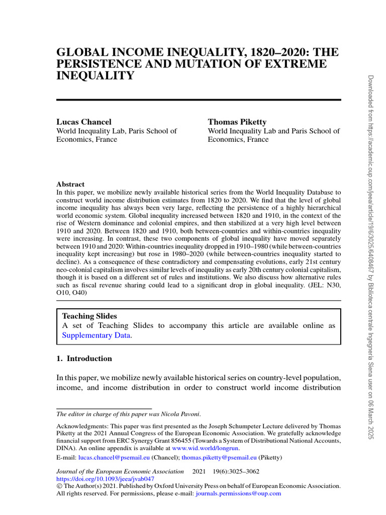 Global Income Inequality Trends 1820-2020 | PDF | Economic Inequality ...