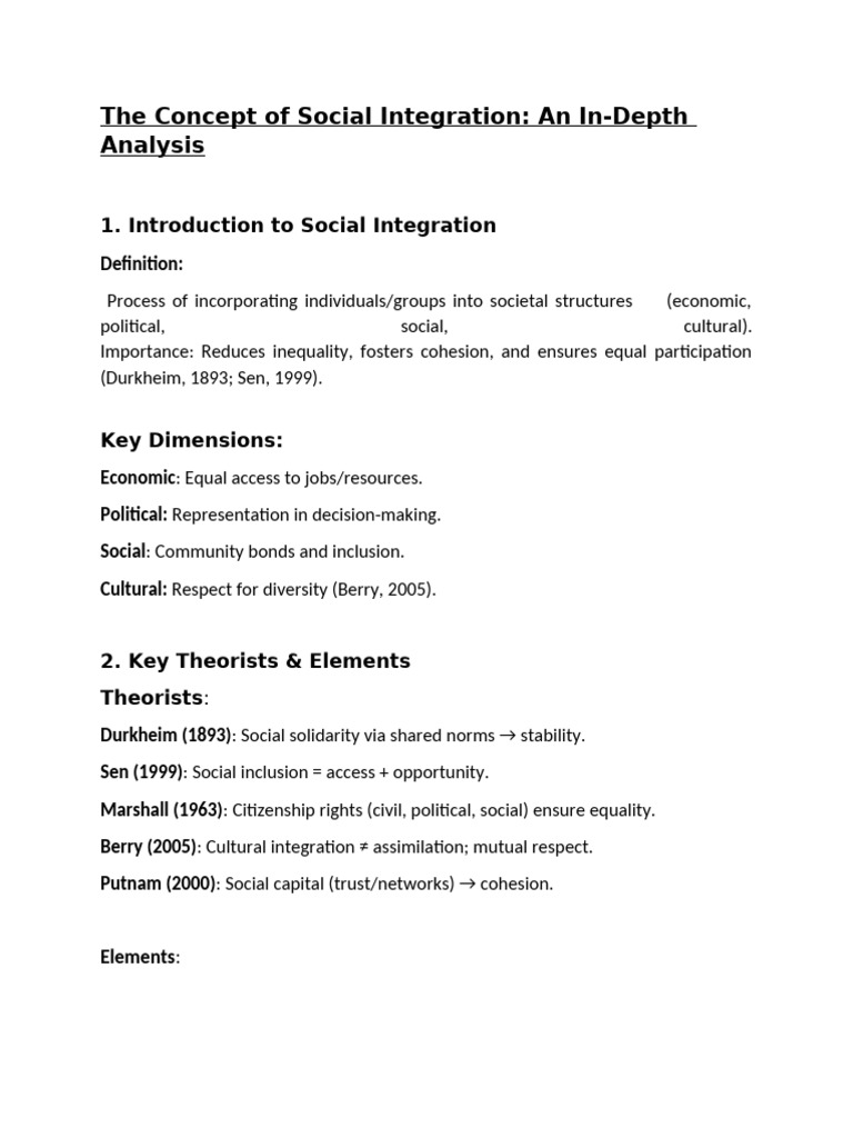 Understanding Social Integration Concepts | PDF | Social Capital ...