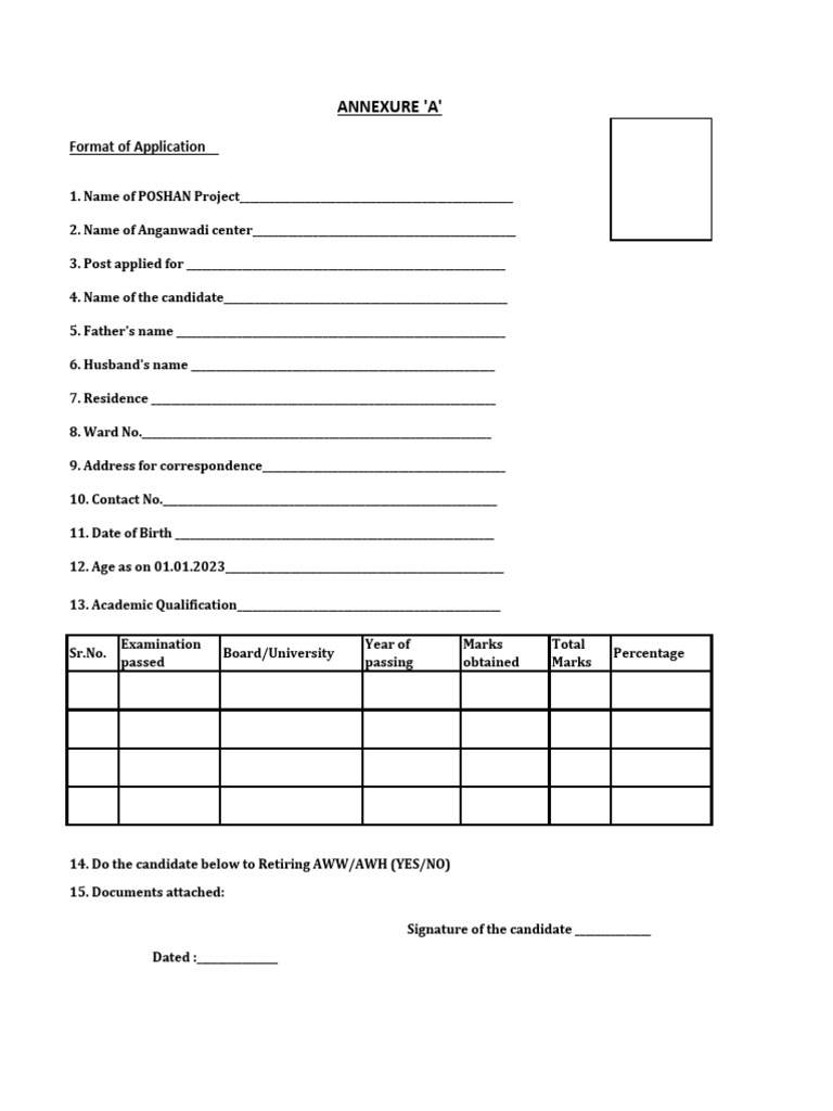 Annexure A Application Form Template | PDF