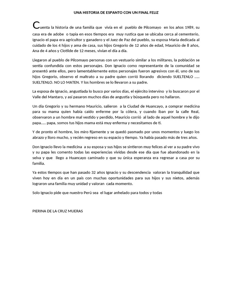 Una Historia de Espanto Con Un Final Feliz | PDF