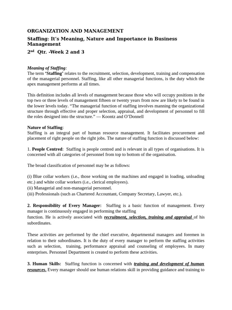 Understanding Staffing in Management | PDF | Recruitment | Human Resources