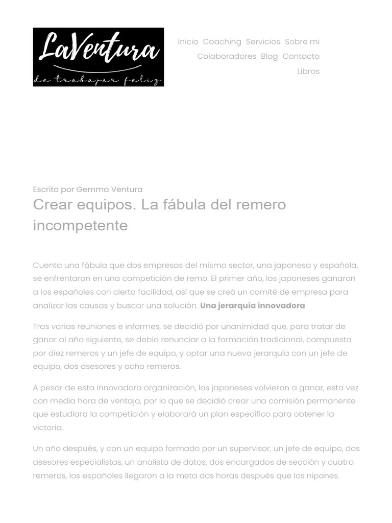 La fábula del remero incompetente | PDF