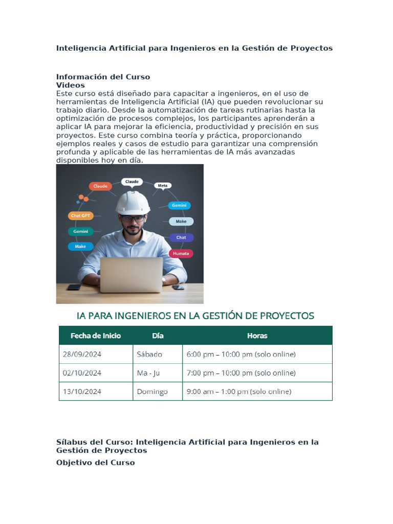 IA en Gestión de Proyectos para Ingenieros | PDF | Inteligencia ...