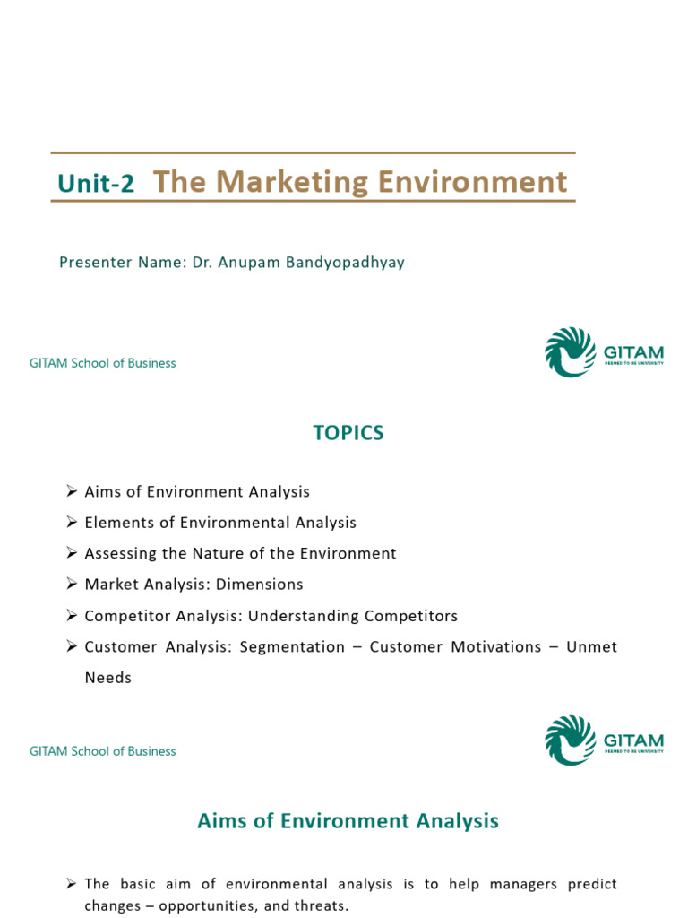 Unit II The Marketing Environment | PDF | Marketing | Market Segmentation