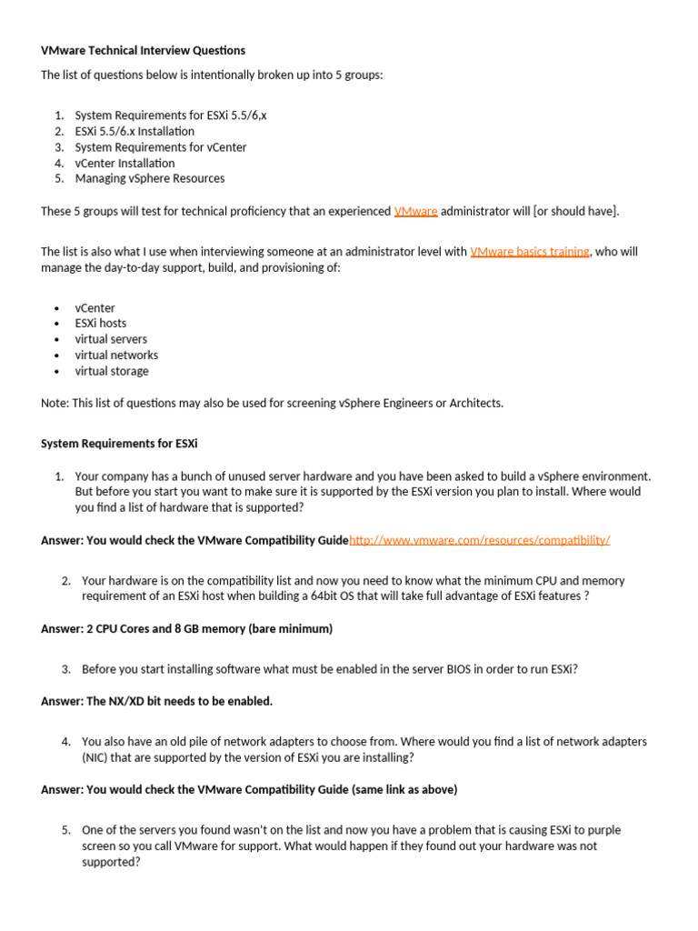 VMware Admin Interview Questions Guide | PDF | Virtual Machine ...